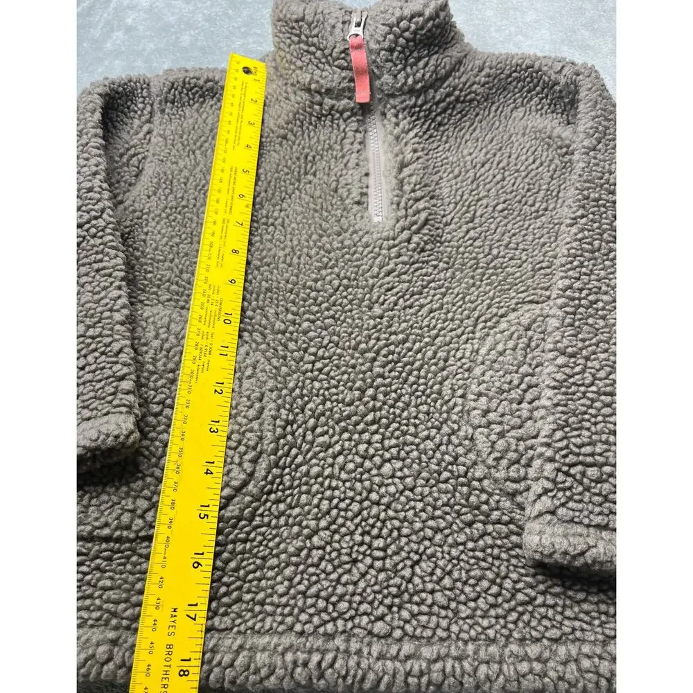 Mini Boden Kids Gray Sherpa Fleece 1/4 Zip Pullover Sweater Size 5-6Y 21162